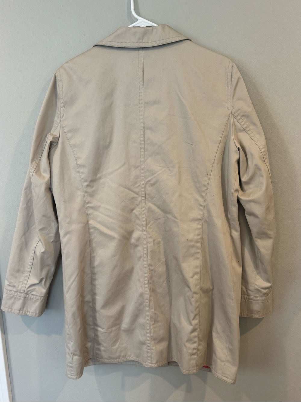 COACH Single Breasted Short Trench Coat Bone L Pink Lining Small Stain See Pic - Picture 6 of 10